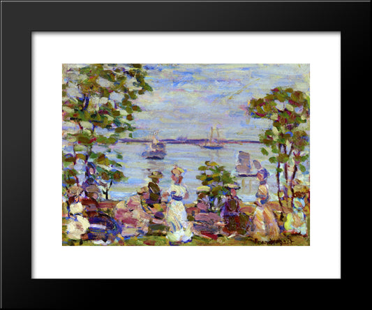 Seaside Picnic 20x24 Black Modern Wood Framed Art Print Poster by Prendergast, Maurice