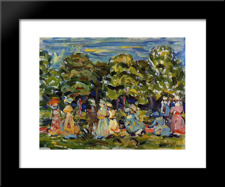 Summer In The Park 20x24 Black Modern Wood Framed Art Print Poster by Prendergast, Maurice