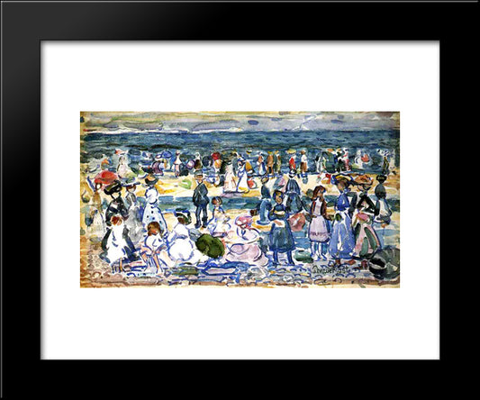 Low Tide, Revere Beach 20x24 Black Modern Wood Framed Art Print Poster by Prendergast, Maurice