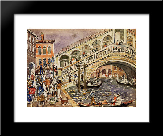 Rialto Bridge (Also Known As The Rialto Bridge, Venice) 20x24 Black Modern Wood Framed Art Print Poster by Prendergast, Maurice