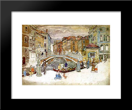 Venice, The Little Bridge 20x24 Black Modern Wood Framed Art Print Poster by Prendergast, Maurice