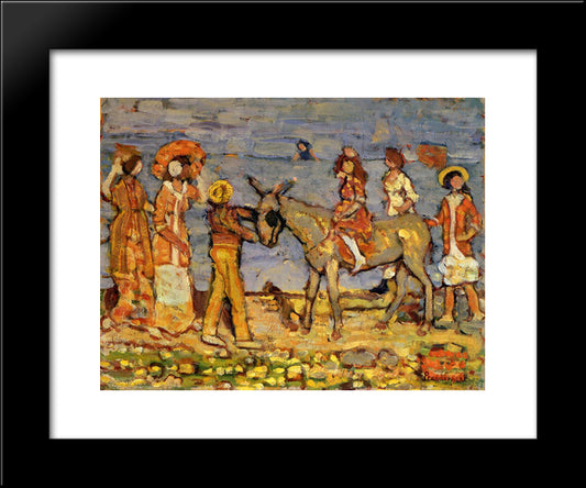 Donkey Rider 20x24 Black Modern Wood Framed Art Print Poster by Prendergast, Maurice