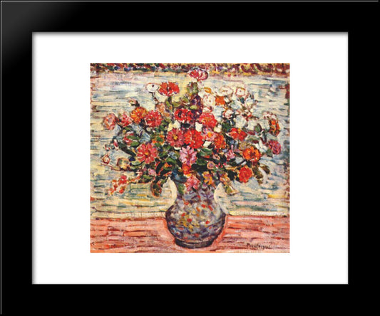 Flowers In A Vase 20x24 Black Modern Wood Framed Art Print Poster by Prendergast, Maurice