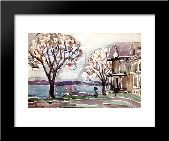 House By The Sea 20x24 Black Modern Wood Framed Art Print Poster by Prendergast, Maurice