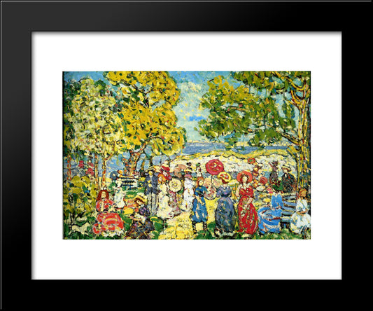 Landscape With Figures 20x24 Black Modern Wood Framed Art Print Poster by Prendergast, Maurice