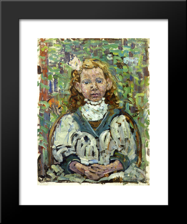 Seated Girl 20x24 Black Modern Wood Framed Art Print Poster by Prendergast, Maurice