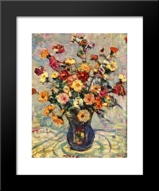 Still Life With Flowers 20x24 Black Modern Wood Framed Art Print Poster by Prendergast, Maurice