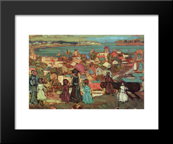 Village By The Sea 20x24 Black Modern Wood Framed Art Print Poster by Prendergast, Maurice