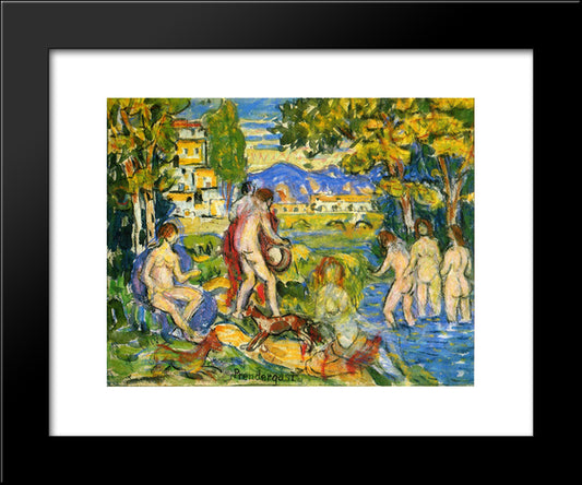 Bathers 20x24 Black Modern Wood Framed Art Print Poster by Prendergast, Maurice