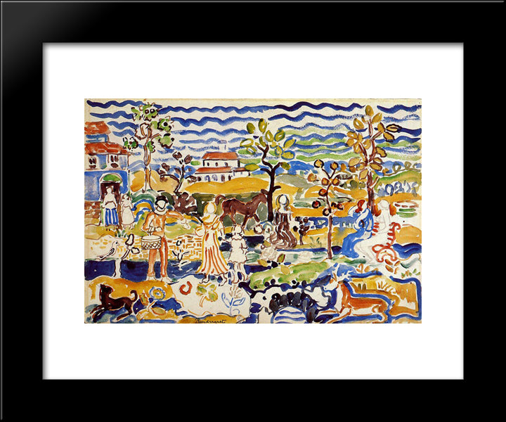 Decorative Composition 20x24 Black Modern Wood Framed Art Print Poster by Prendergast, Maurice