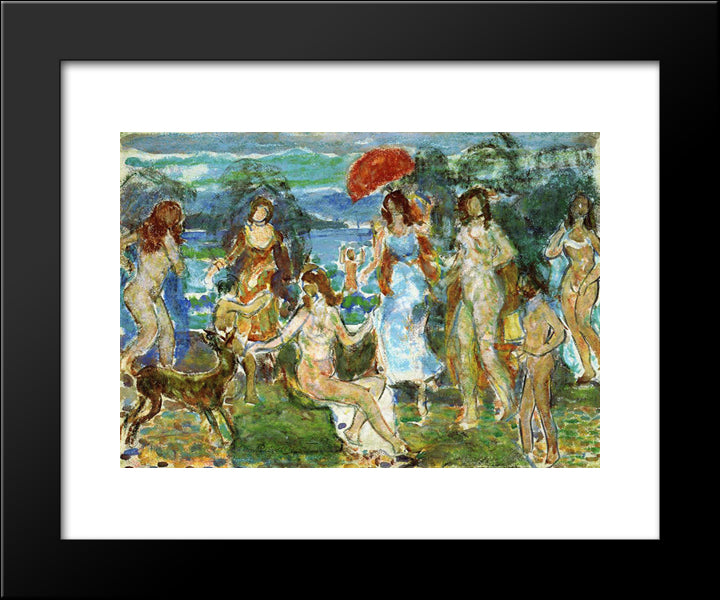 Distance Hills, Maine 20x24 Black Modern Wood Framed Art Print Poster by Prendergast, Maurice