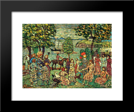 Fantasy (Also Known As Landscape With Figures) 20x24 Black Modern Wood Framed Art Print Poster by Prendergast, Maurice