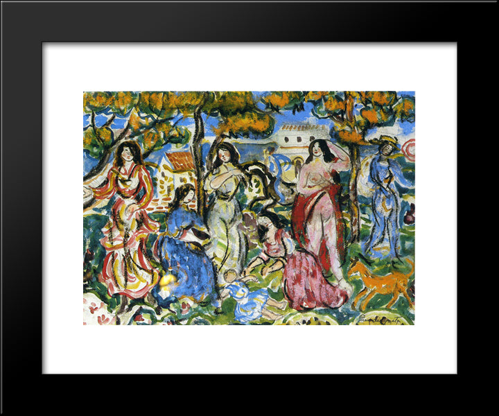 Figures In A Landscape 20x24 Black Modern Wood Framed Art Print Poster by Prendergast, Maurice