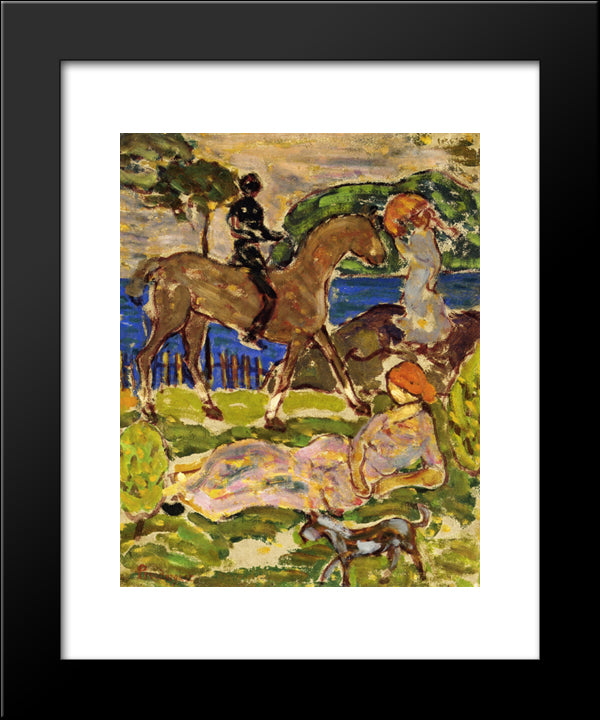 Idyllic Landscape 20x24 Black Modern Wood Framed Art Print Poster by Prendergast, Maurice