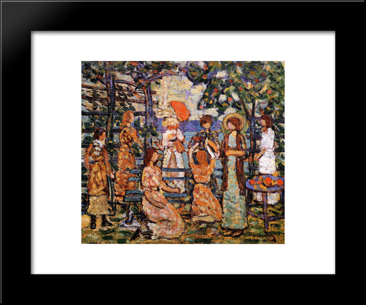 Ladies In A Seaside Arbor 20x24 Black Modern Wood Framed Art Print Poster by Prendergast, Maurice