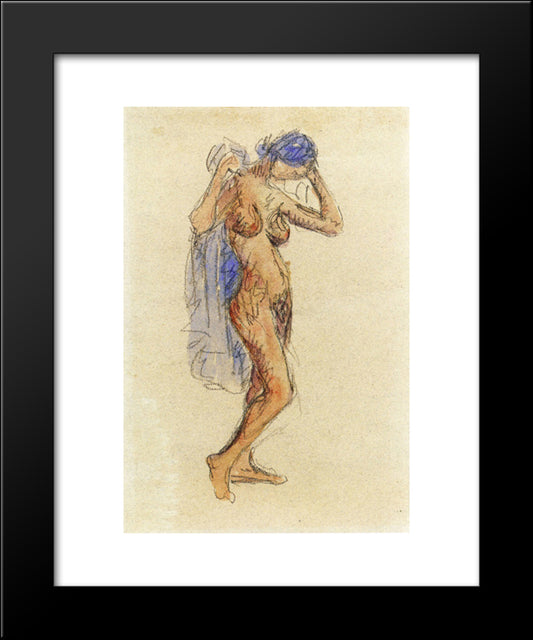 Nude Model With Drapery 20x24 Black Modern Wood Framed Art Print Poster by Prendergast, Maurice