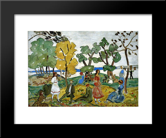 Picnic 20x24 Black Modern Wood Framed Art Print Poster by Prendergast, Maurice