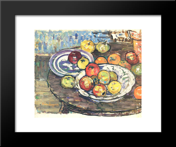 Still Life Apples Vase 20x24 Black Modern Wood Framed Art Print Poster by Prendergast, Maurice