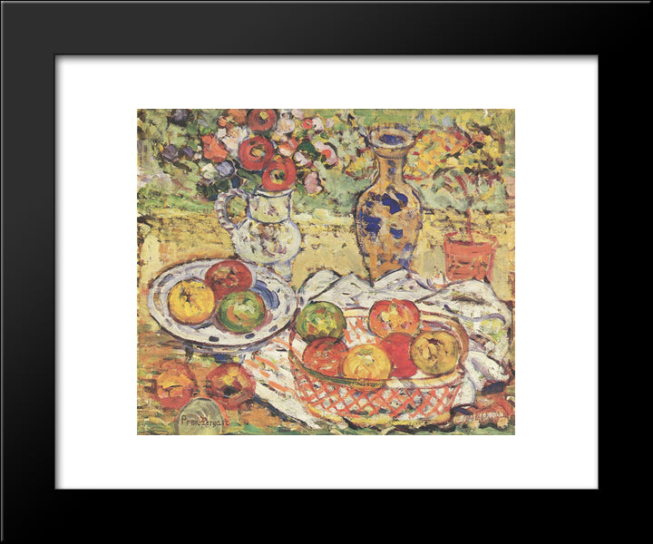 Still Life With Apples 20x24 Black Modern Wood Framed Art Print Poster by Prendergast, Maurice