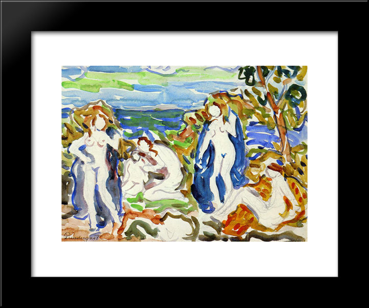 The Bathers 20x24 Black Modern Wood Framed Art Print Poster by Prendergast, Maurice