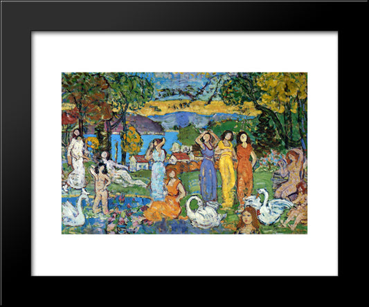 The Picnic 20x24 Black Modern Wood Framed Art Print Poster by Prendergast, Maurice