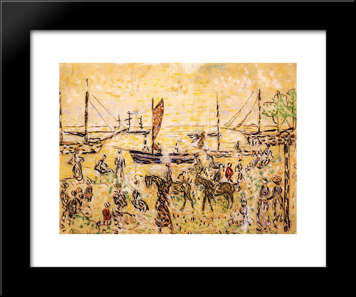 The Shore 20x24 Black Modern Wood Framed Art Print Poster by Prendergast, Maurice