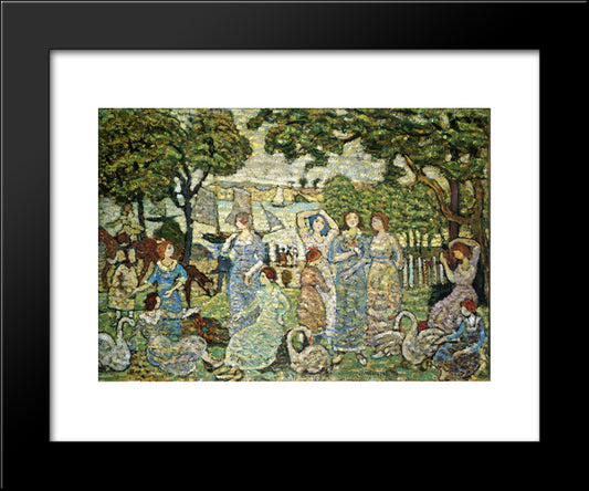 The Swans 20x24 Black Modern Wood Framed Art Print Poster by Prendergast, Maurice