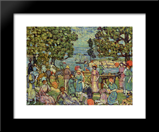 On The Beach No. 3 20x24 Black Modern Wood Framed Art Print Poster by Prendergast, Maurice