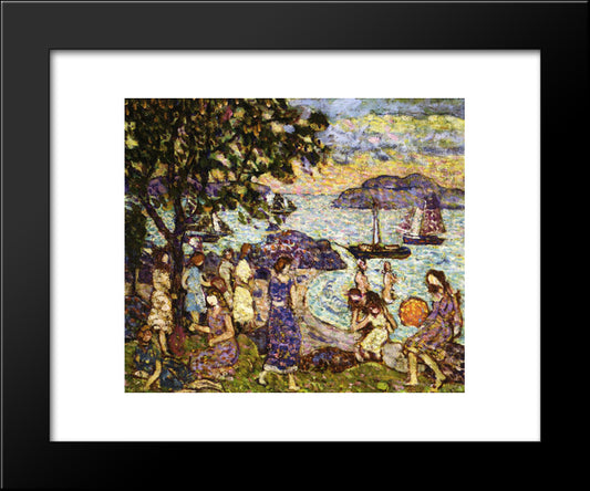 Crepuscule (Also Known As Along The Shore Or Beach) 20x24 Black Modern Wood Framed Art Print Poster by Prendergast, Maurice