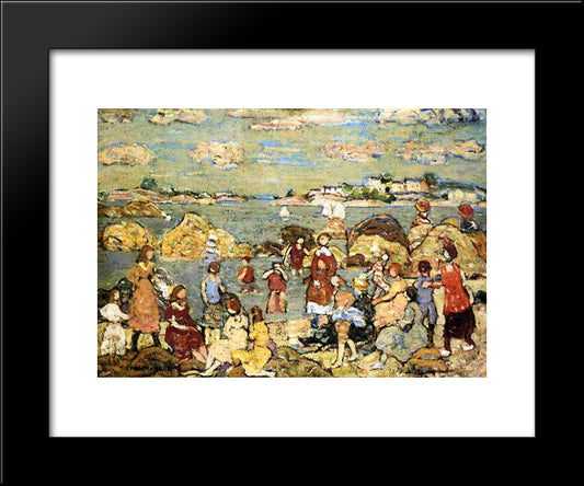 The Seashore 20x24 Black Modern Wood Framed Art Print Poster by Prendergast, Maurice