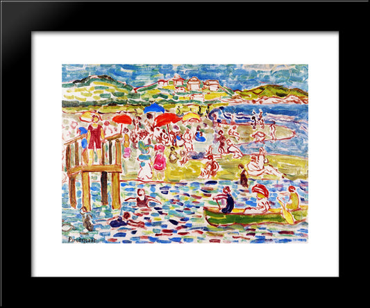 Bathers 20x24 Black Modern Wood Framed Art Print Poster by Prendergast, Maurice