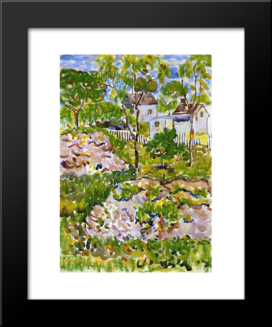 Farmhouse In New England 20x24 Black Modern Wood Framed Art Print Poster by Prendergast, Maurice