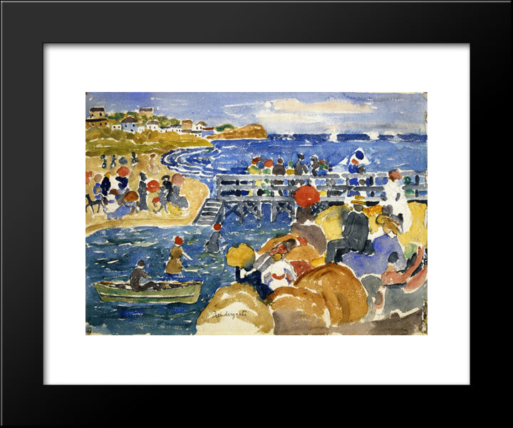 Long Beach 20x24 Black Modern Wood Framed Art Print Poster by Prendergast, Maurice