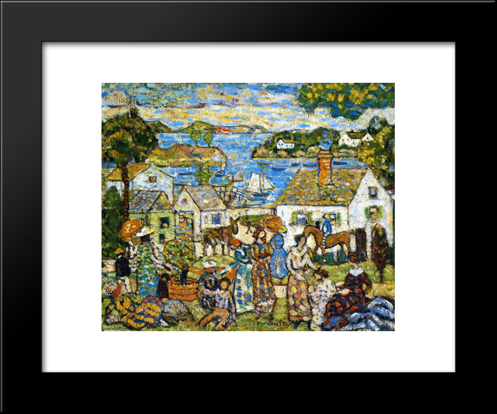 New England Harbour 20x24 Black Modern Wood Framed Art Print Poster by Prendergast, Maurice