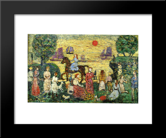 Sunset And Sea Fog 20x24 Black Modern Wood Framed Art Print Poster by Prendergast, Maurice