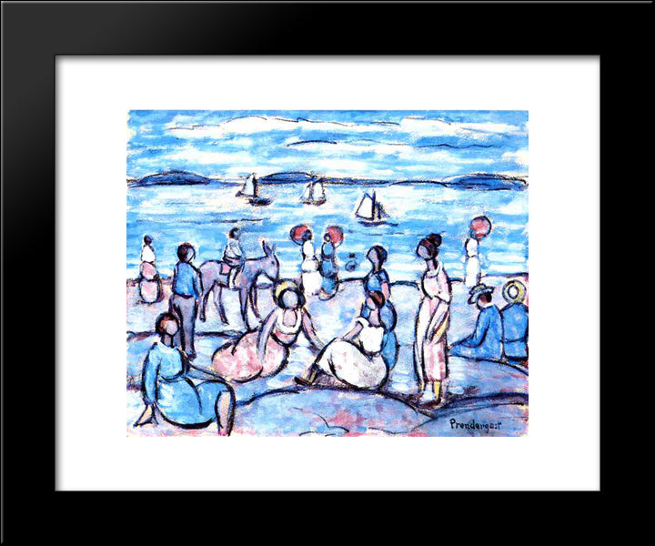 Playing At Salem, Massachusetts 20x24 Black Modern Wood Framed Art Print Poster by Prendergast, Maurice