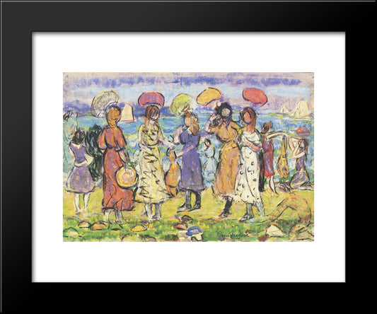 Sunny Day At The Beach 20x24 Black Modern Wood Framed Art Print Poster by Prendergast, Maurice