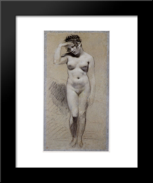 Drawing Of Female Nude With Charcoal And Chalk 20x24 Black Modern Wood Framed Art Print Poster by Prud'hon, Pierre Paul