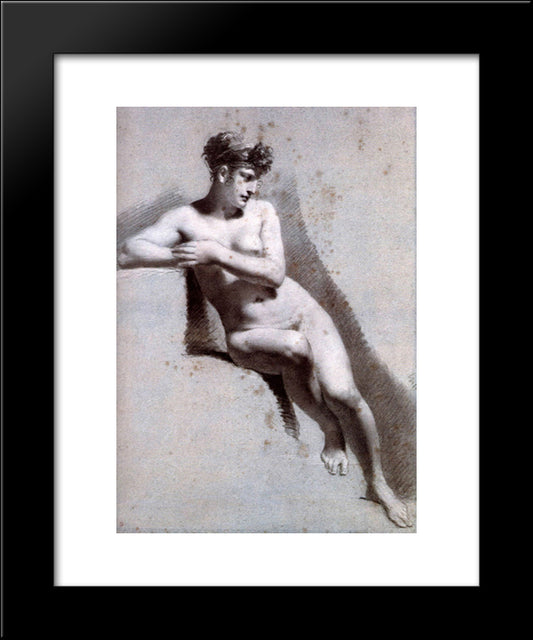 Female Nude Leaning 20x24 Black Modern Wood Framed Art Print Poster by Prud'hon, Pierre Paul