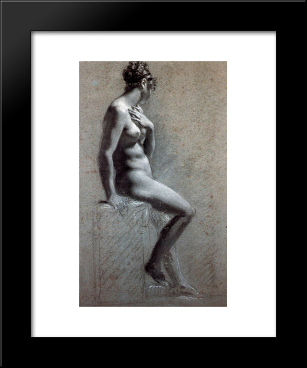 Seated Female Nude 20x24 Black Modern Wood Framed Art Print Poster by Prud'hon, Pierre Paul