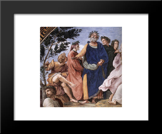 The Parnassus, Detail Of Homer, Dante And Virgil, In The Stanze Della Segnatura 20x24 Black Modern Wood Framed Art Print Poster by Raphael