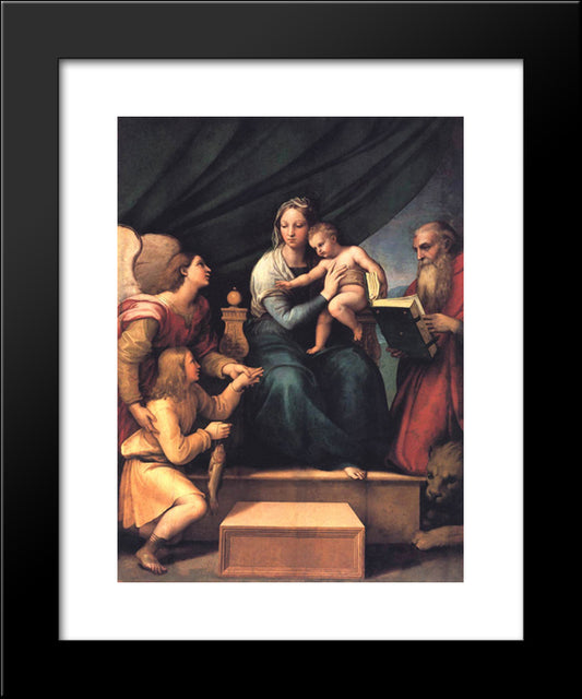 The Madonna Of The Fish (The Madonna With The Archangel Gabriel And St. Jerome) 20x24 Black Modern Wood Framed Art Print Poster by Raphael