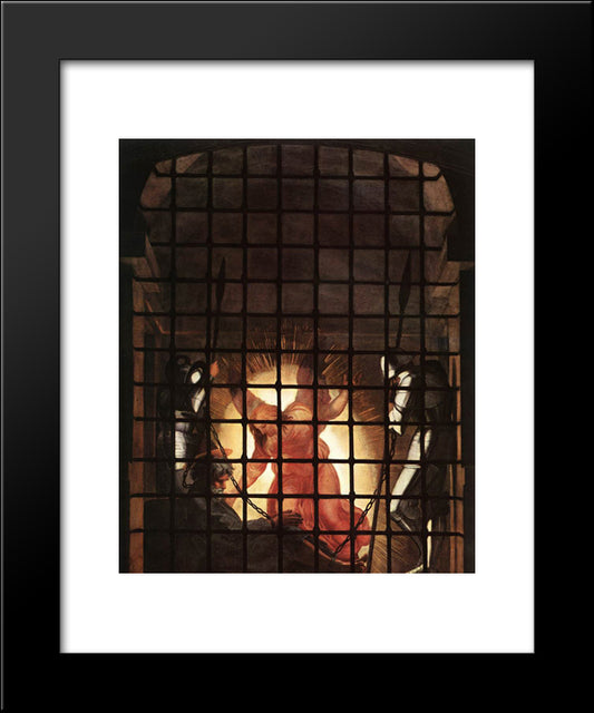 The Liberation Of St. Peter, In The Stanza D'Eliodoro 20x24 Black Modern Wood Framed Art Print Poster by Raphael