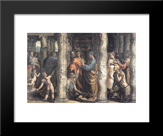 The Healing Of The Lame Man (Cartoon For The Sistine Chapel) 20x24 Black Modern Wood Framed Art Print Poster by Raphael