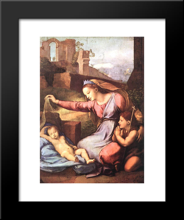The Madonna Of The Blue Diadem Or The Madonna Of The Veil 20x24 Black Modern Wood Framed Art Print Poster by Raphael