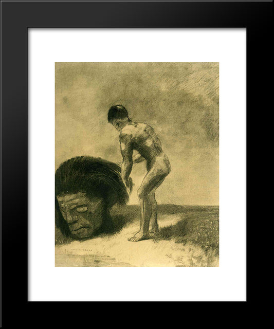 David And Goliath 20x24 Black Modern Wood Framed Art Print Poster by Redon, Odilon