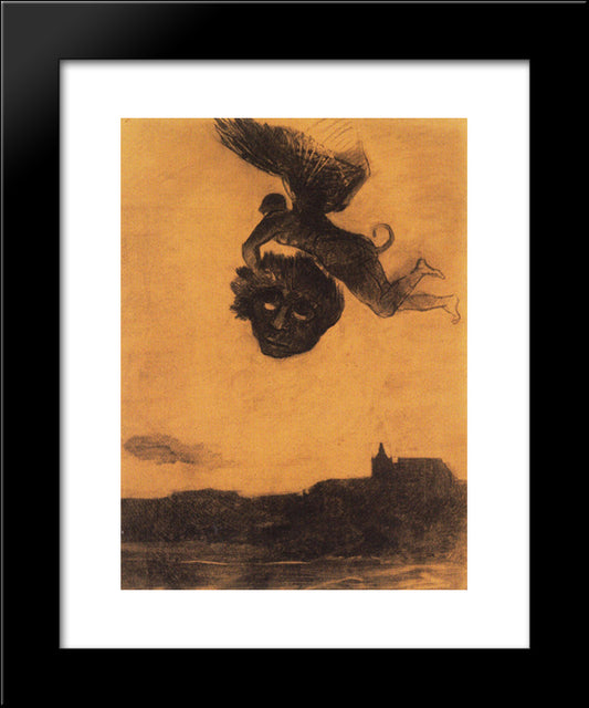 Devil Take A Head In The Air 20x24 Black Modern Wood Framed Art Print Poster by Redon, Odilon