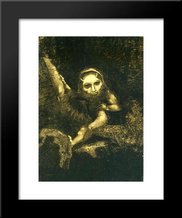 Caliban On A Branch 20x24 Black Modern Wood Framed Art Print Poster by Redon, Odilon