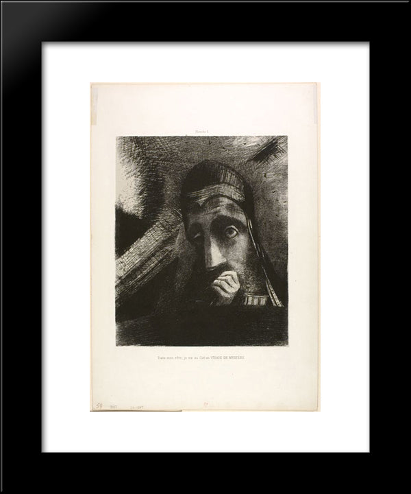 Face Of Mystery 20x24 Black Modern Wood Framed Art Print Poster by Redon, Odilon