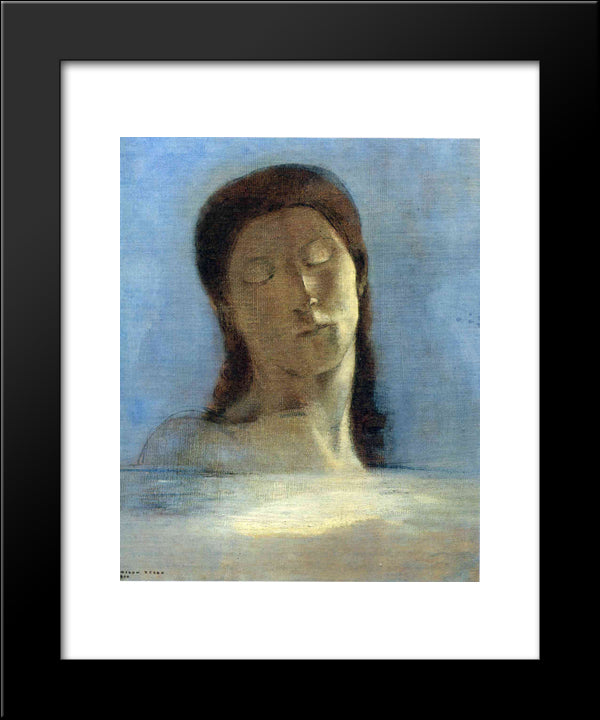 Closed Eyes 20x24 Black Modern Wood Framed Art Print Poster by Redon, Odilon